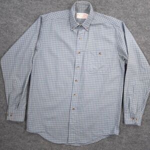 Vintage Filson Wool Shirt Mens M Blue Tan Check Outdoor Work Chore Button Down
